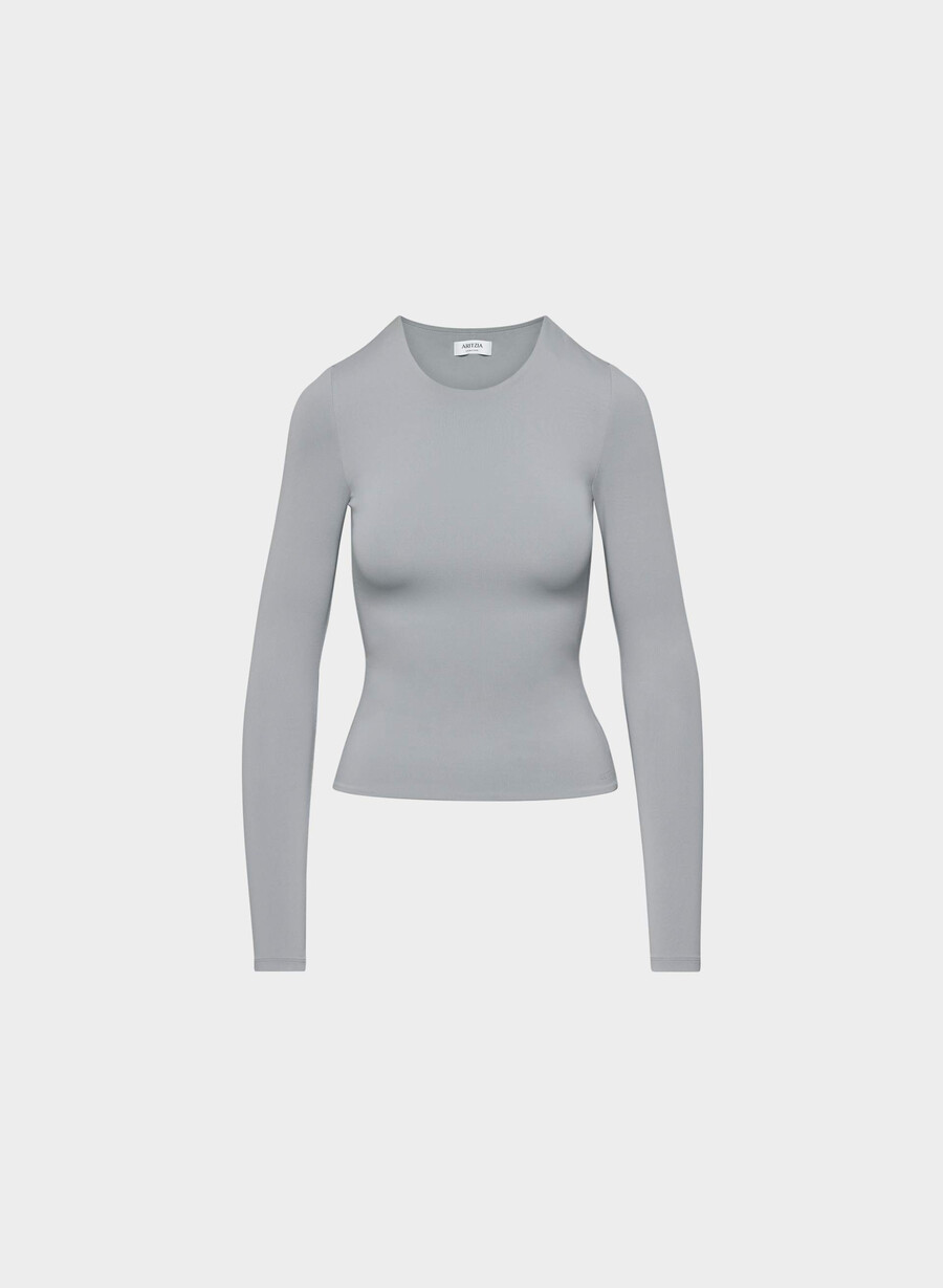 original contour splendid langermet genser med rund hals riverstone grÅ
