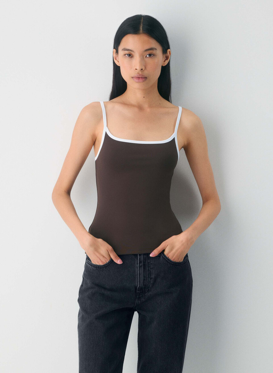 original contour swoop cami-top rich mocha brunhvit