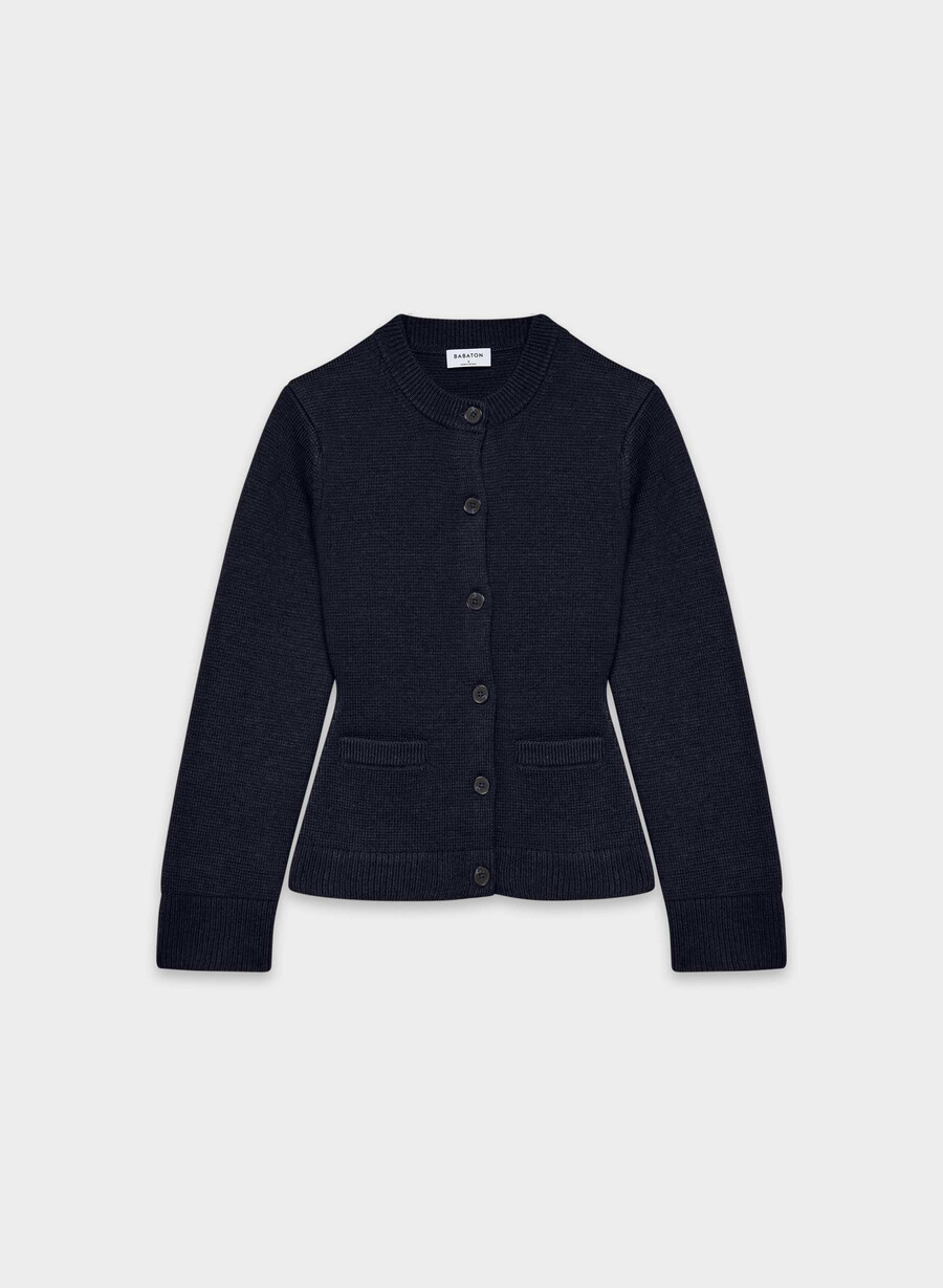 meraki merinoullcardigan kongelig marineblå