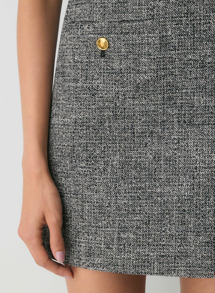 capote-kjole spckl tweed svarthvit