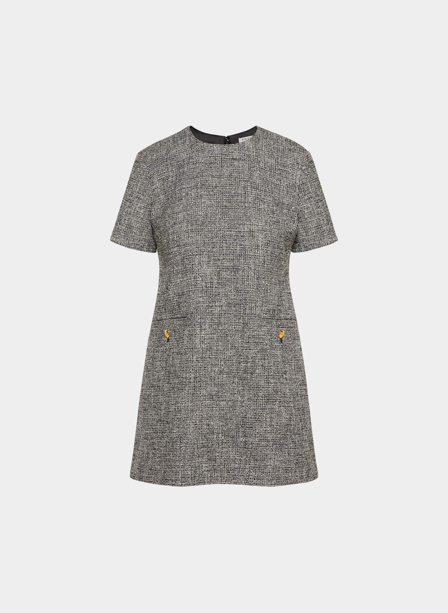 capote-kjole spckl tweed svarthvit