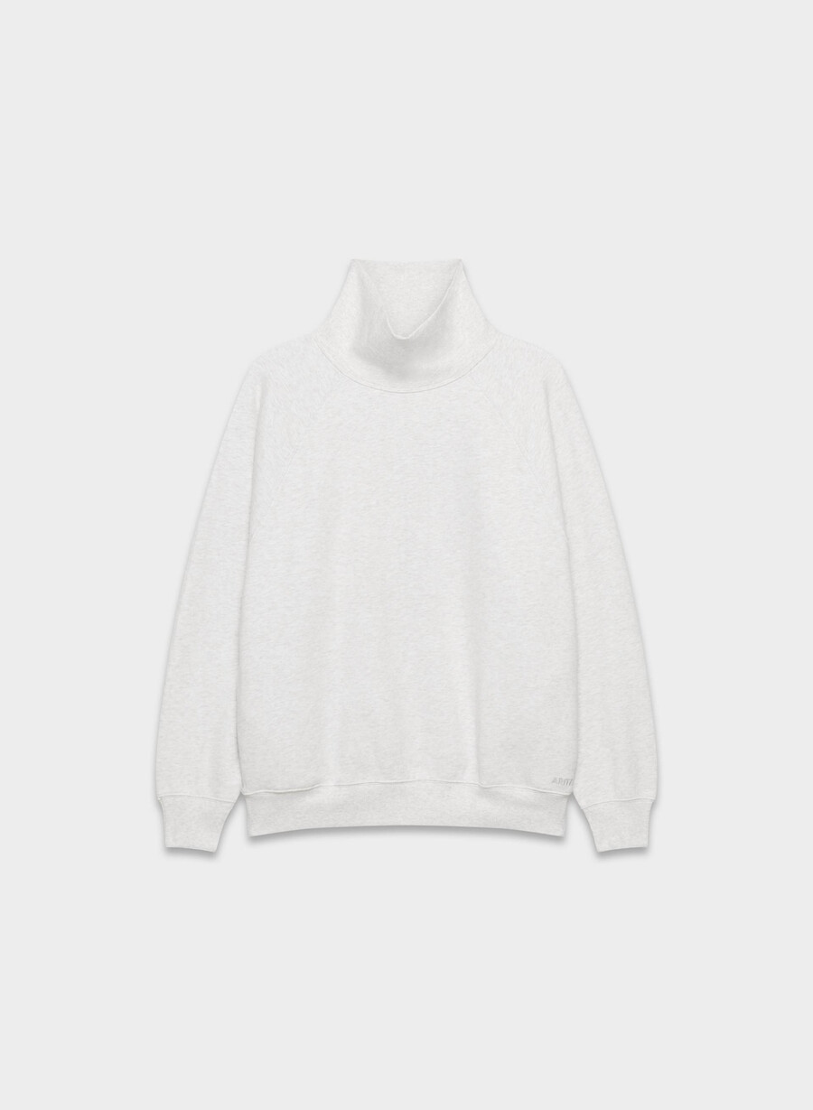 koselig svettefleece mega raglan-hals med trakthals heather cloud white