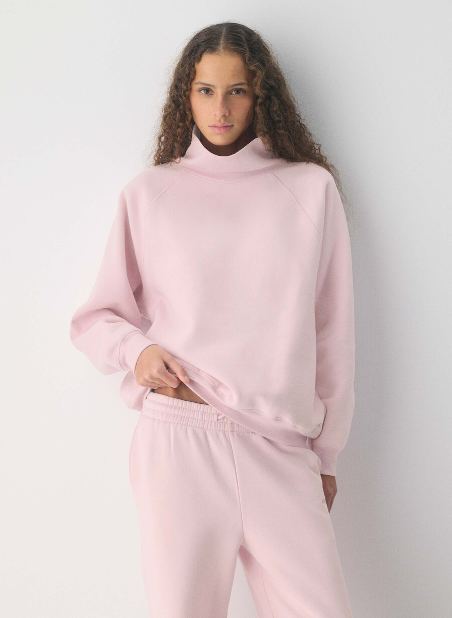 koselig svettefleece mega raglan trakthals amurt rosa