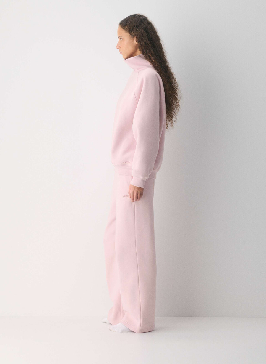 koselig svettefleece mega raglan trakthals amurt rosa