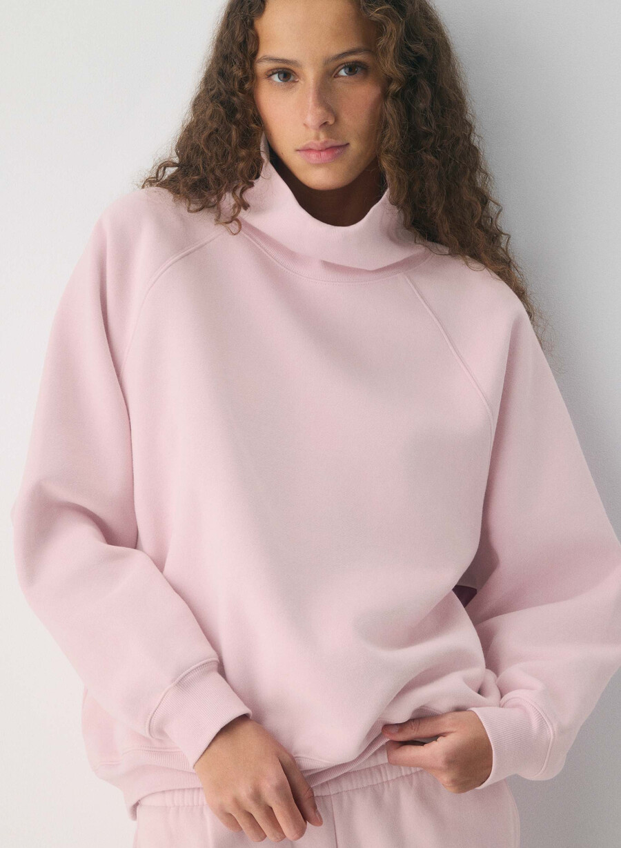 koselig svettefleece mega raglan trakthals amurt rosa