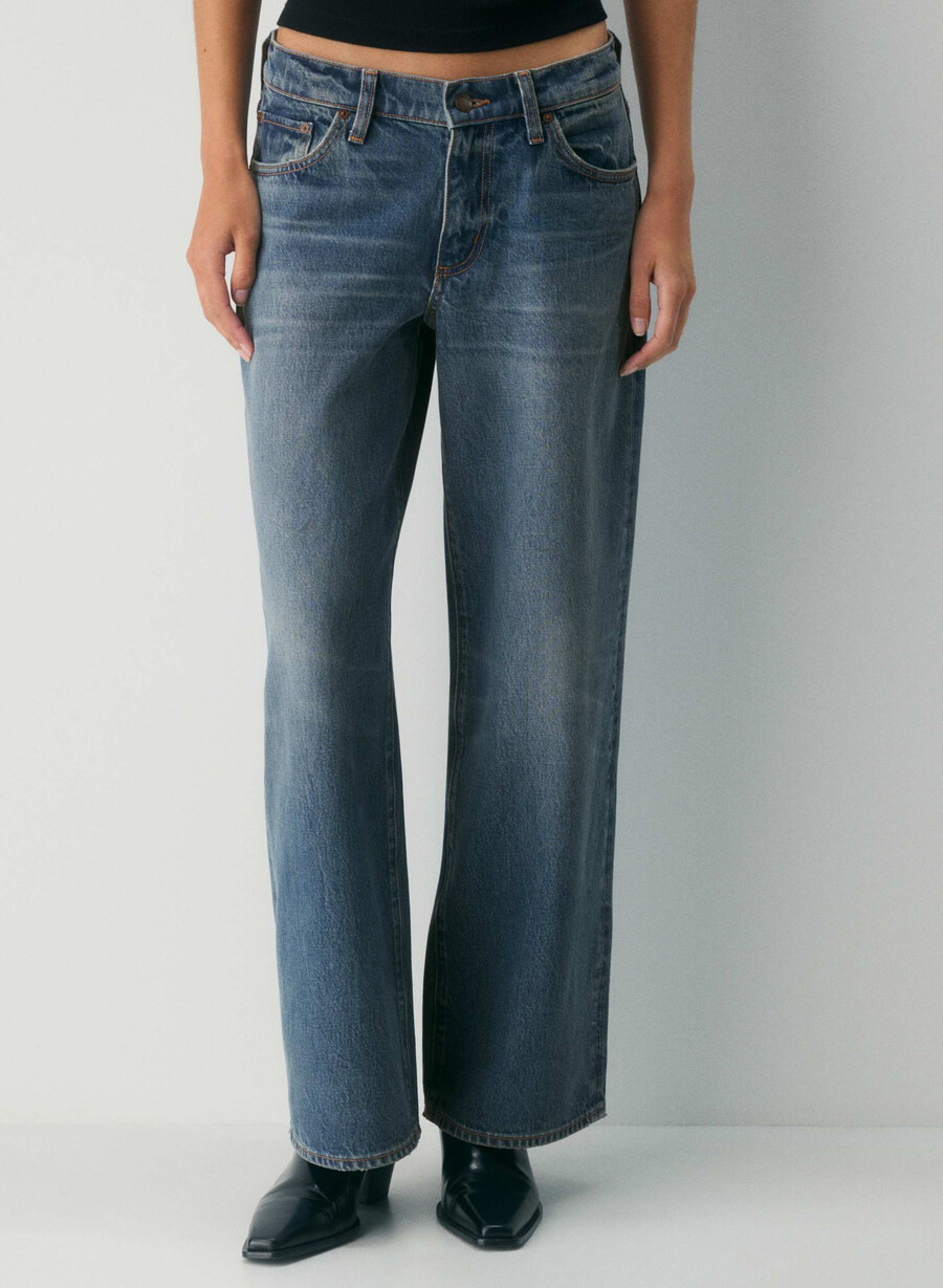 denim forum christy relaxed super lo-rise wide jeans vintage mørkeblå