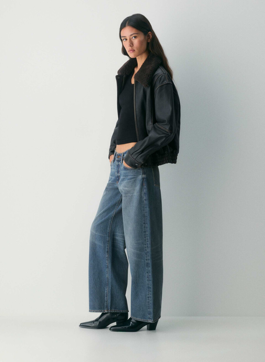 denim forum christy relaxed super lo-rise wide jeans vintage mørkeblå