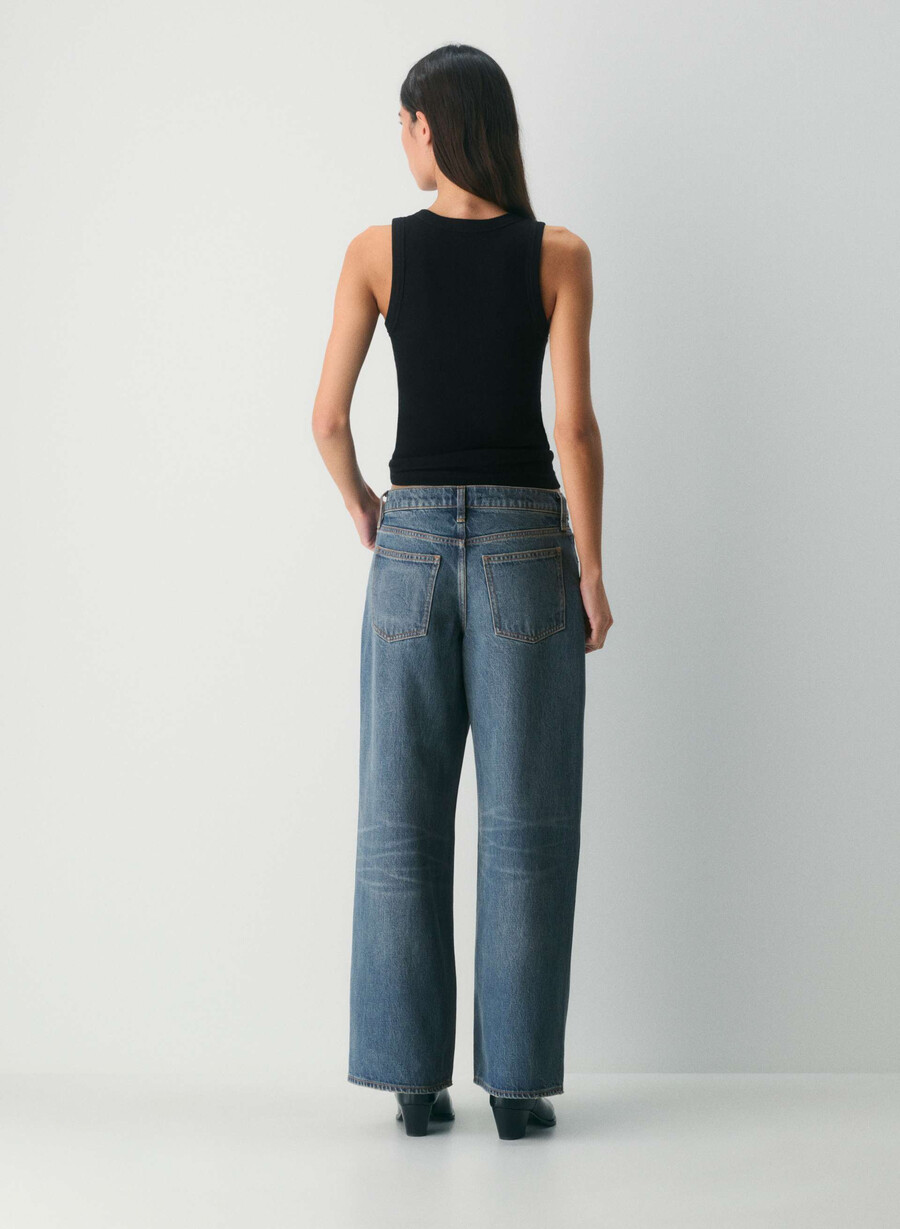 denim forum christy relaxed super lo-rise wide jeans vintage mørkeblå