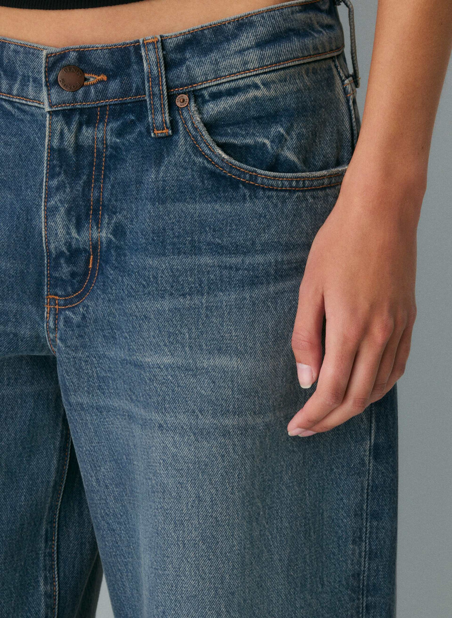 denim forum christy relaxed super lo-rise wide jeans vintage mørkeblå