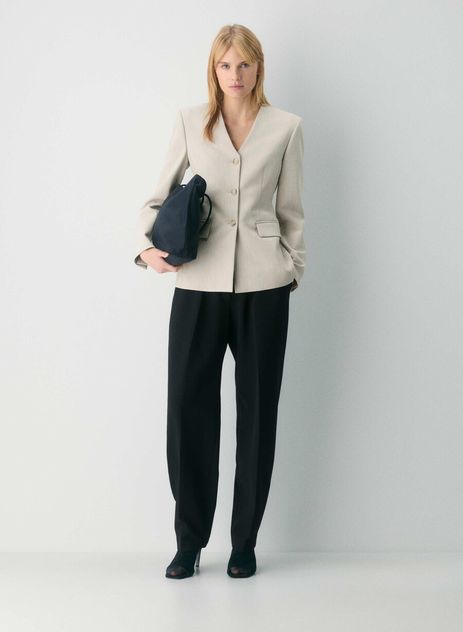 sidevognsblazer i melange matt perle