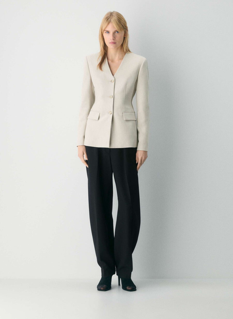 sidevognsblazer i melange matt perle