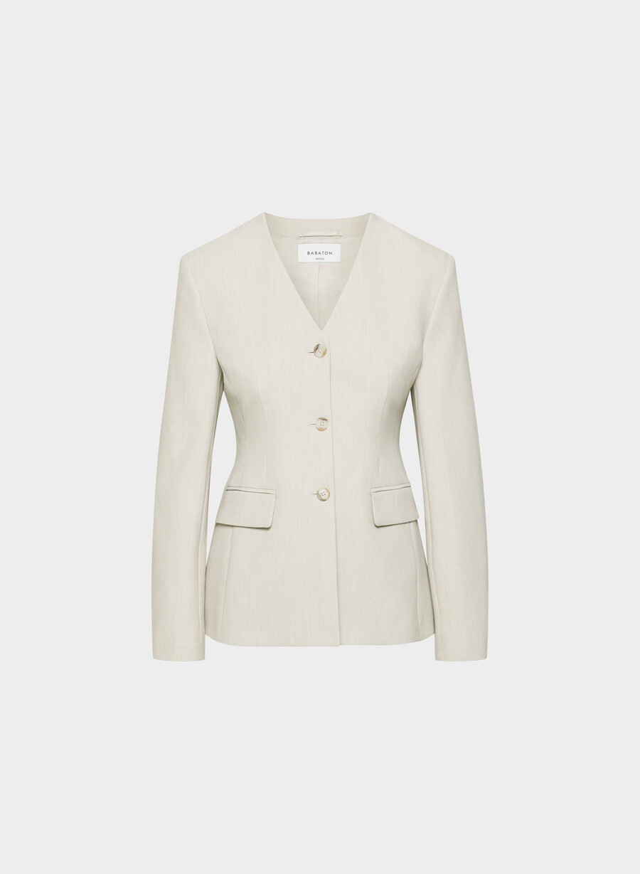 sidevognsblazer i melange matt perle