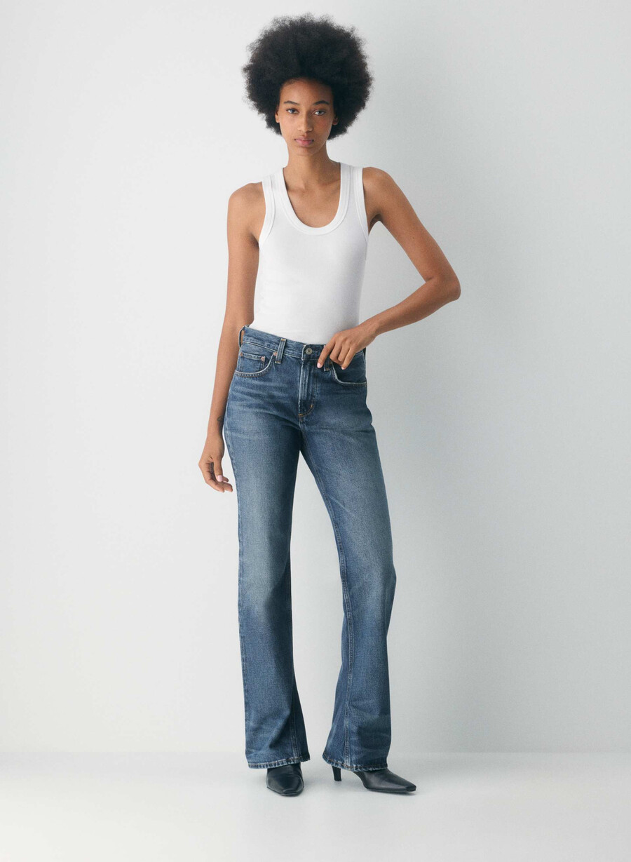agolde mid rise kick boot jean stencil