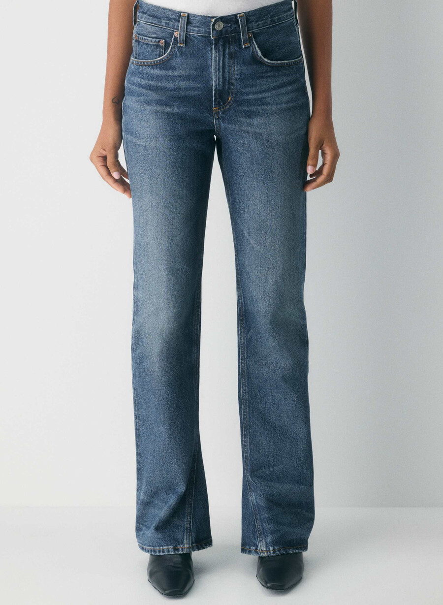 agolde mid rise kick boot jean stencil