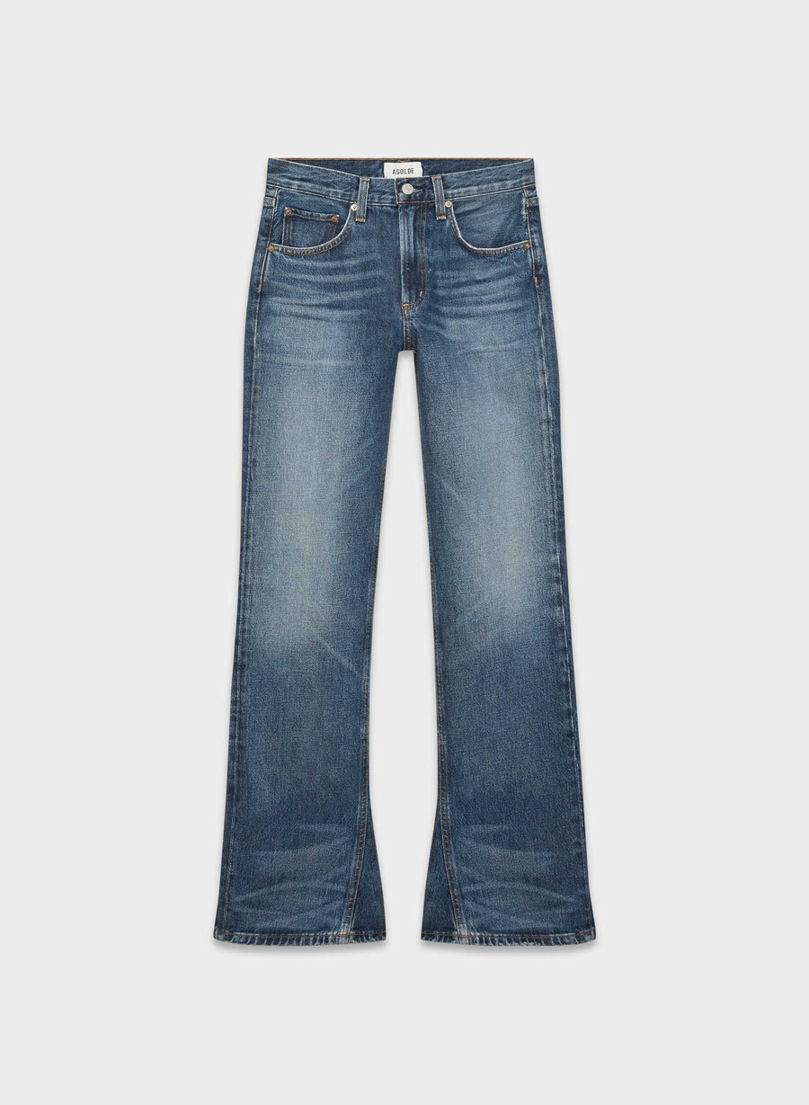 agolde mid rise kick boot jean stencil