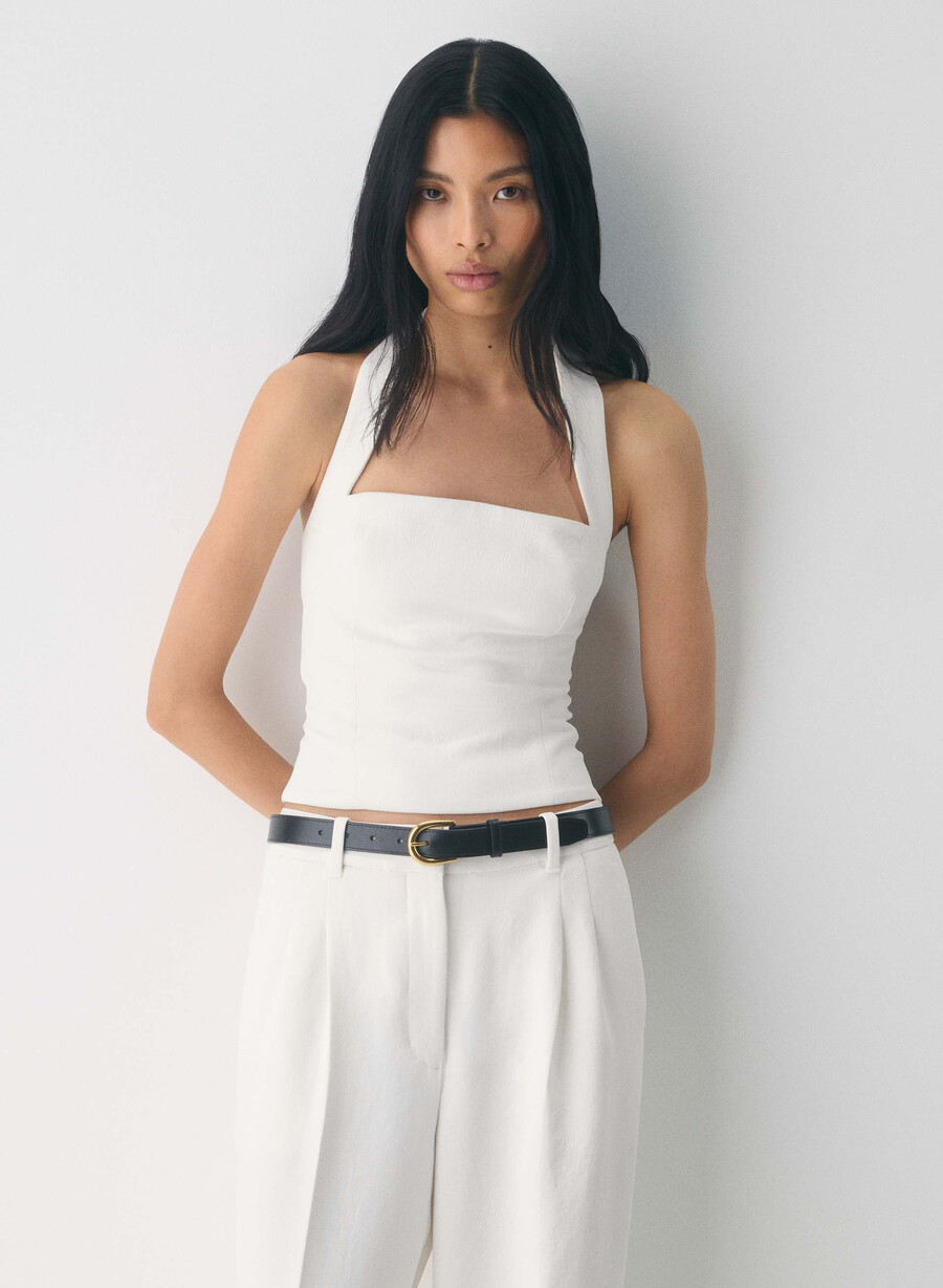 whisper halter topp - crepette lys bjørk