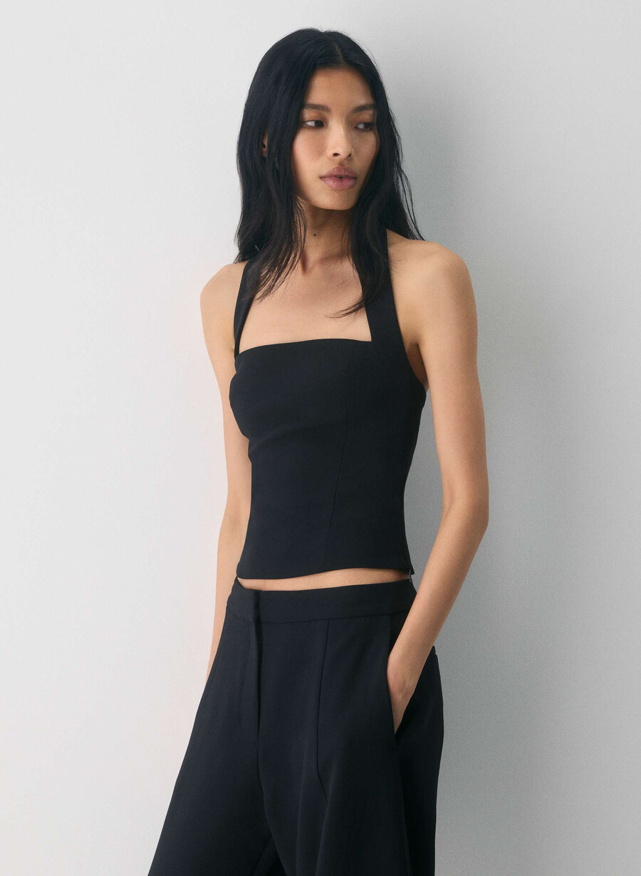 whisper halter topp - crepette svart