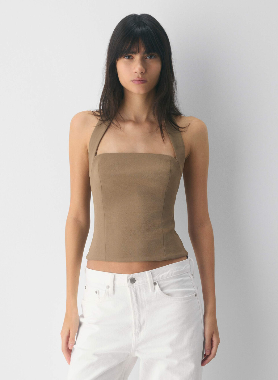 whisper halter-topp - crepette folio brun