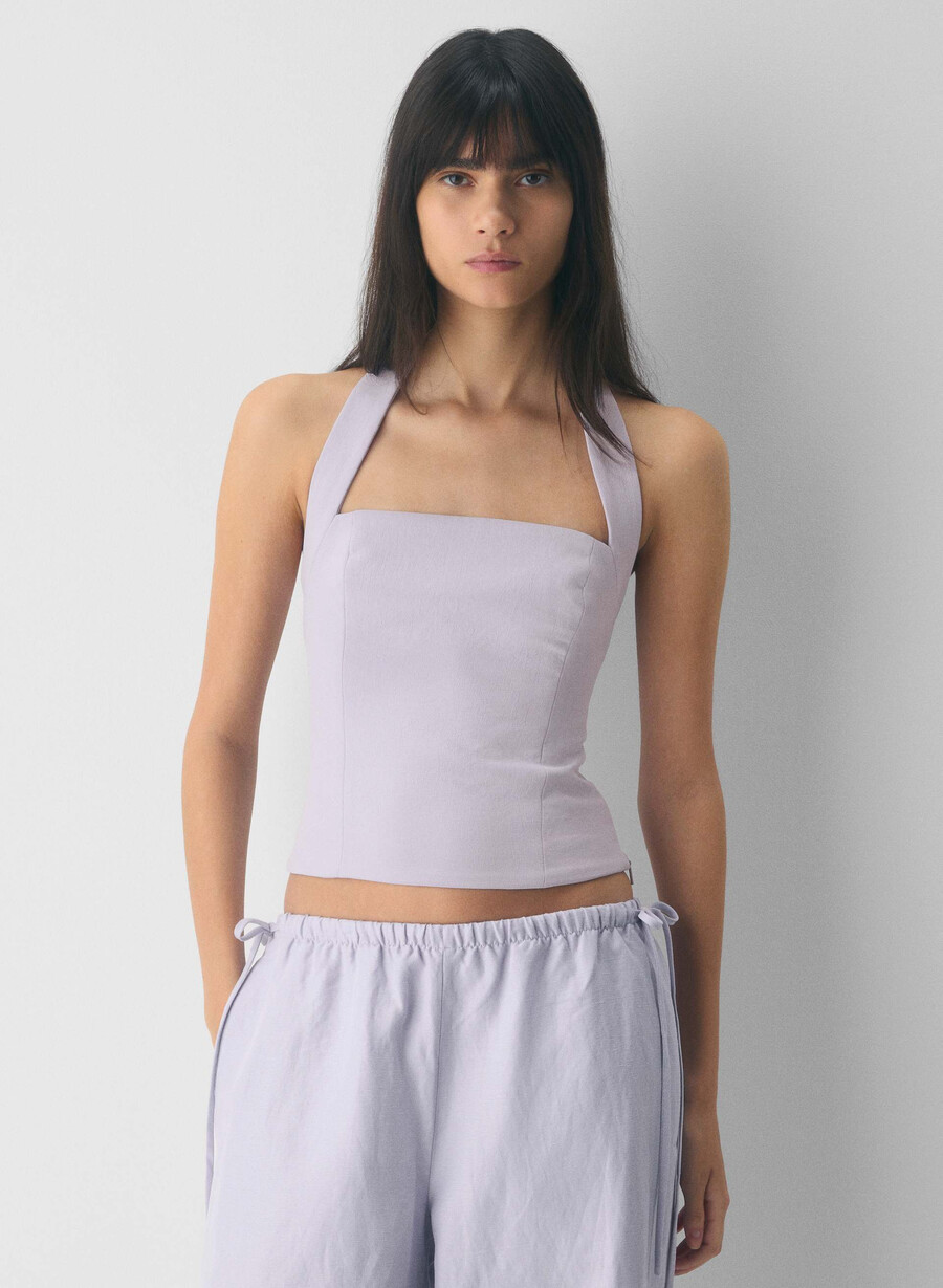 whisper halter-topp - crepette villblomster syren
