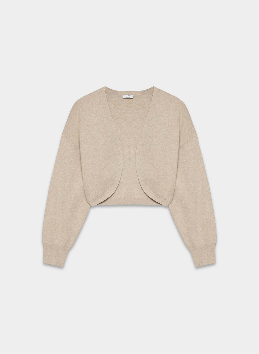 new decision shrug - wonder yarn heather oat beige