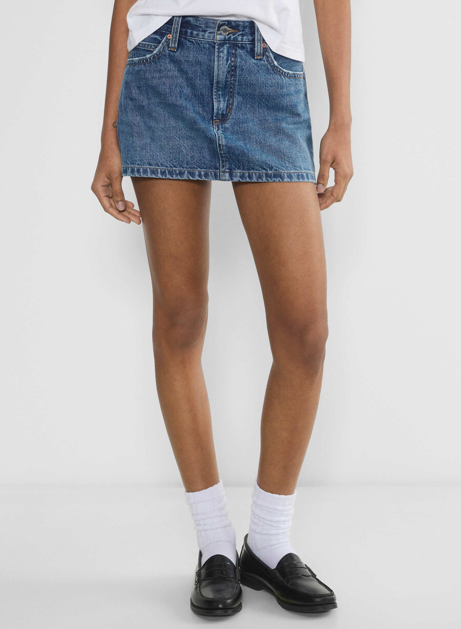 denim forum 90-tallets vintage mikro-denimskjørt 5 år kiss n tell svart