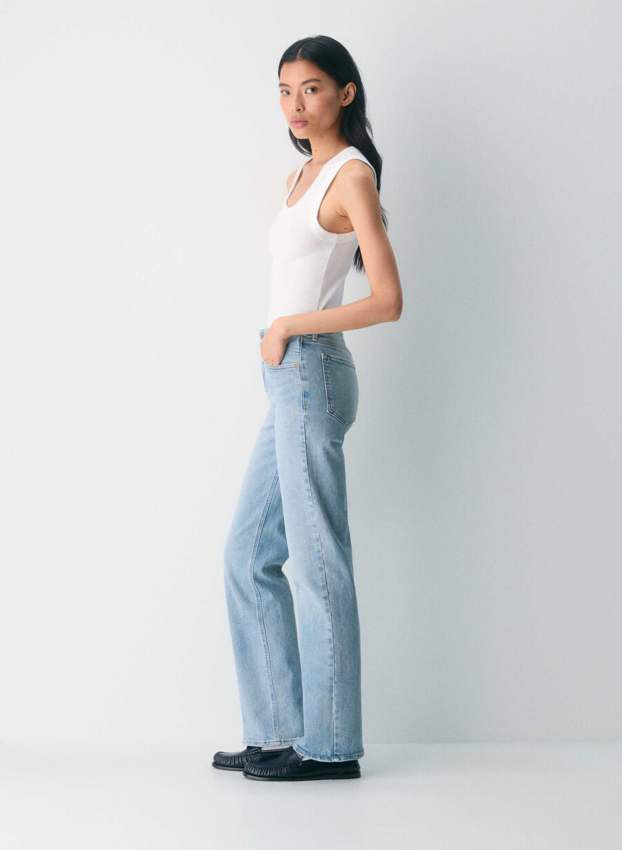 denim forum 90-tallets snatched high-rise straight jeans 7 År bleu taboo