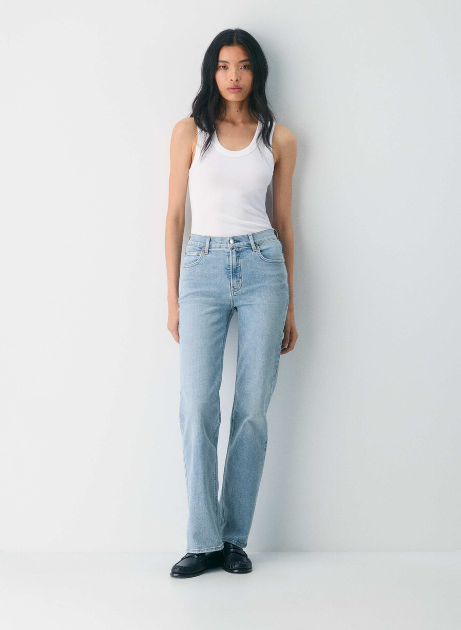 denim forum 90-tallets snatched high-rise straight jeans 7 År bleu taboo