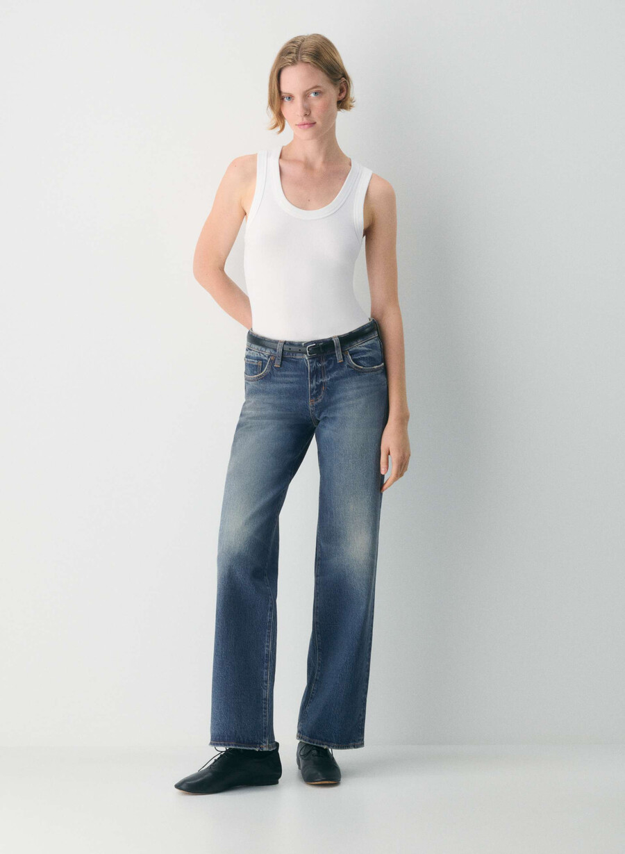 denim forum pam super low-rise wide jeans vintage mØrk blÅ