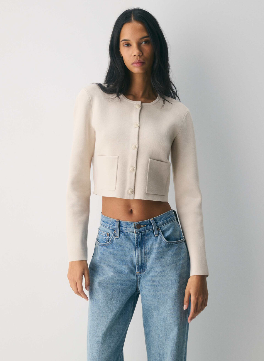 merkbar cardigan - wonder yarn matte perle