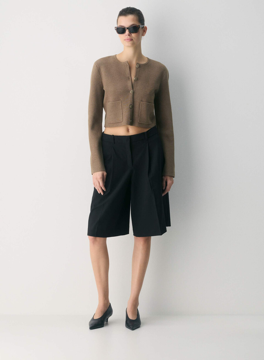 merkbar cardigan - wonder yarn heather folio brun