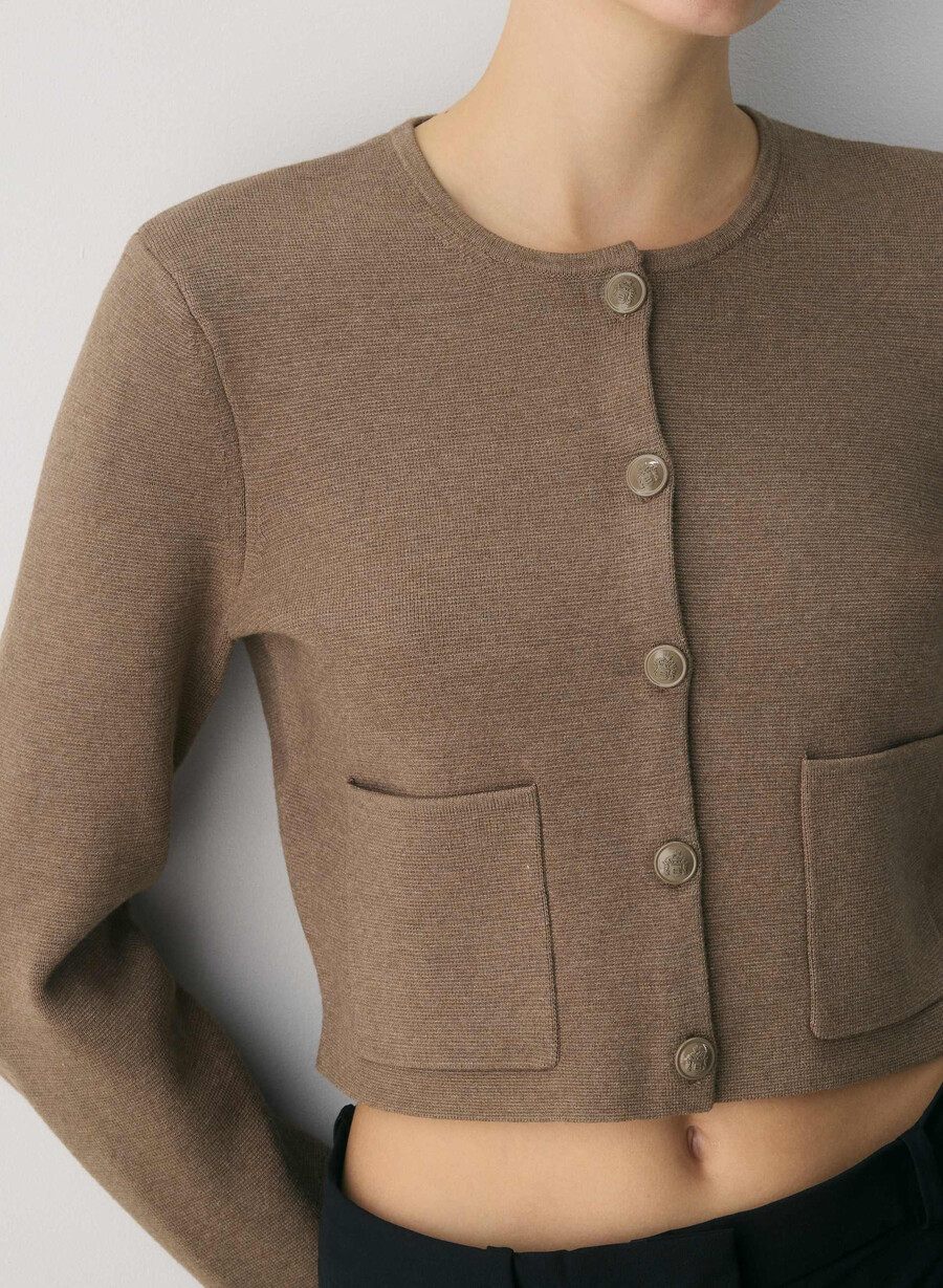 merkbar cardigan - wonder yarn heather folio brun