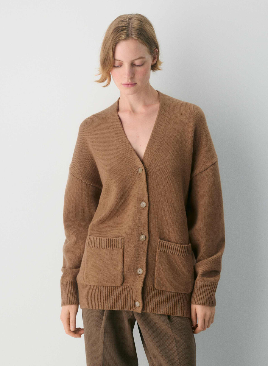 grov merinoullcardigan med v-hals saville