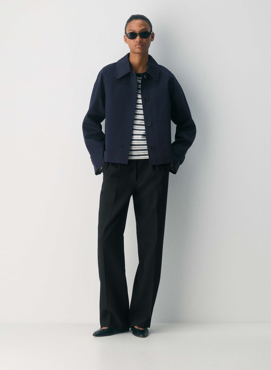 regent kort trenchcoat - rich twill mØrk nattsblÅ