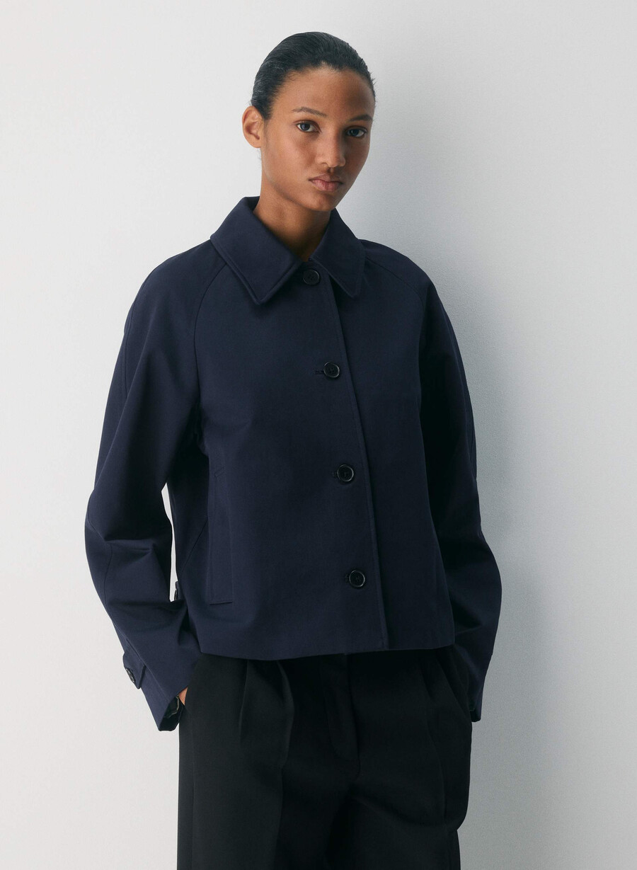 regent kort trenchcoat - rich twill mØrk nattsblÅ