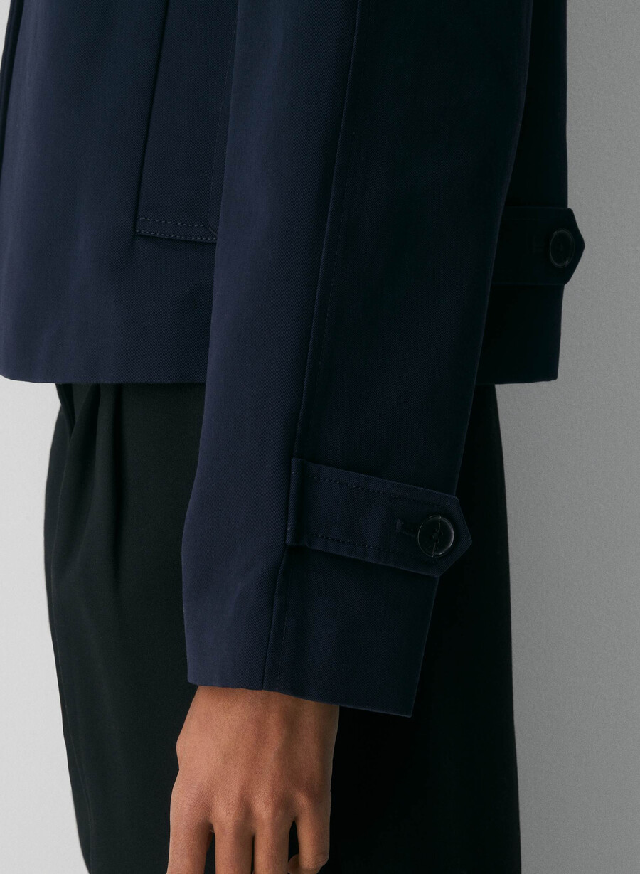 regent kort trenchcoat - rich twill mØrk nattsblÅ