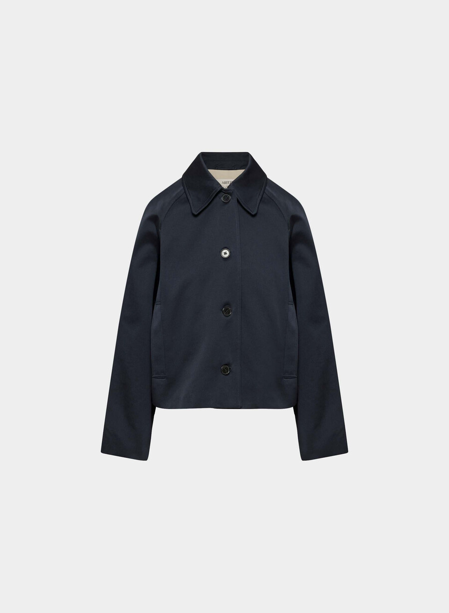 regent kort trenchcoat - rich twill mØrk nattsblÅ