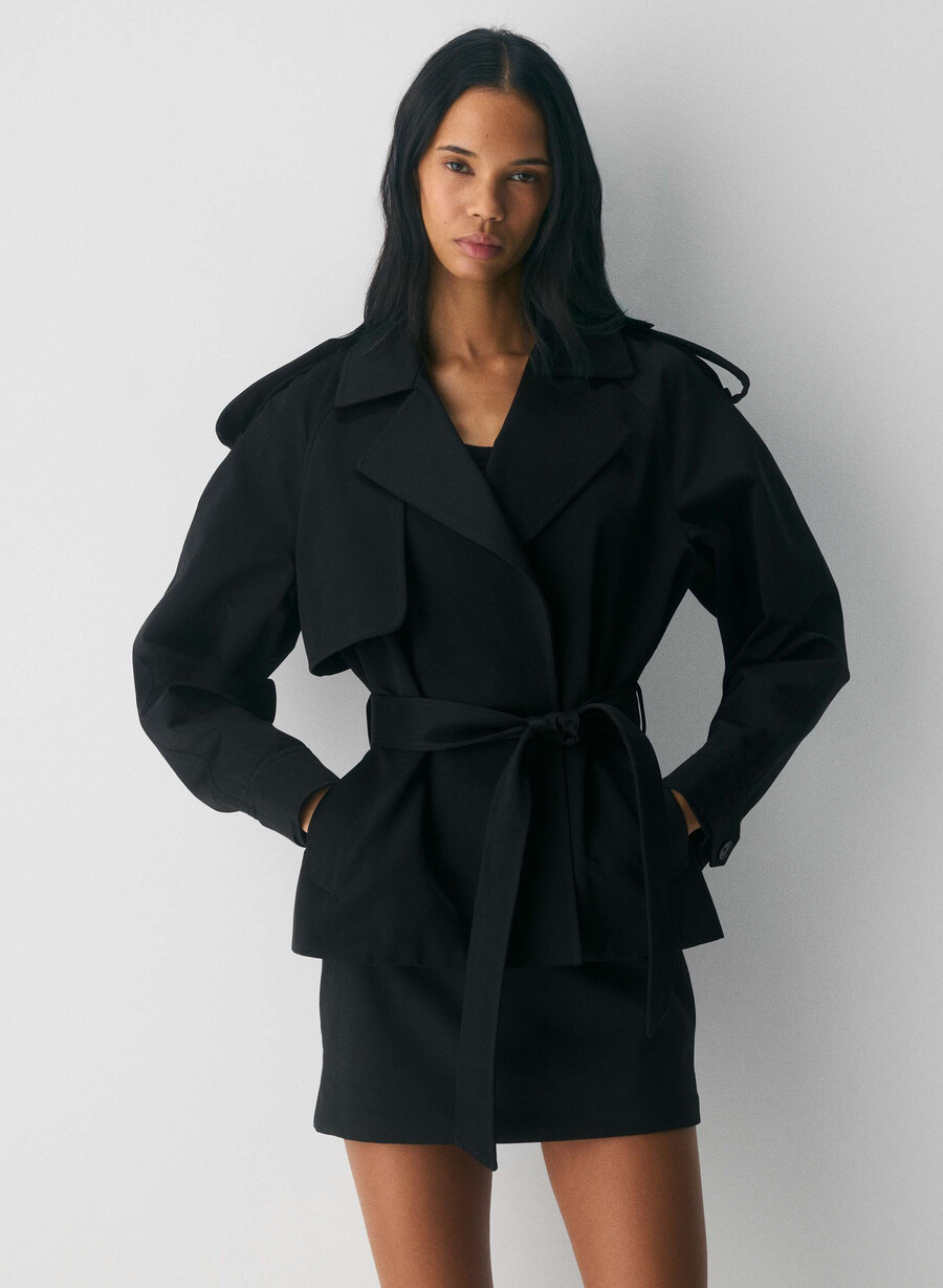 davis-trenchcoaten – rich twill svart