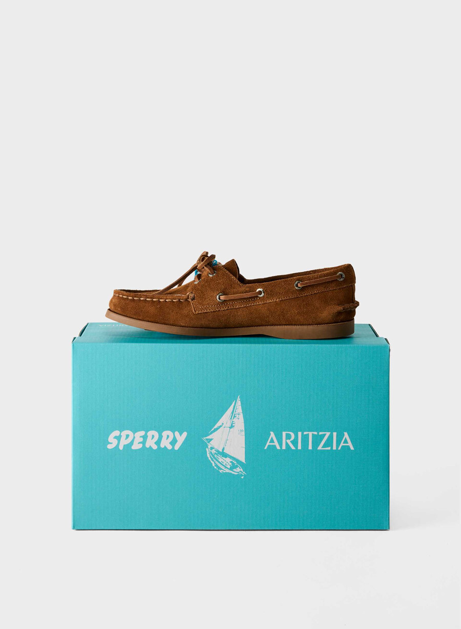 sperry x aritzia ao båtsko - semsket skinn sjokoladebrun