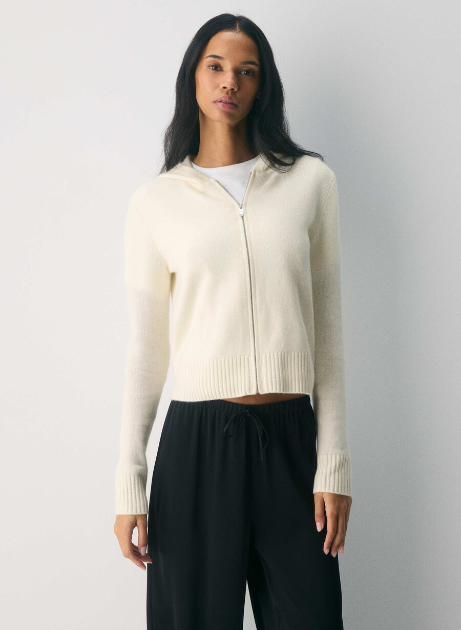 essential cashmere idyllic zip hoodie lys bjØrk
