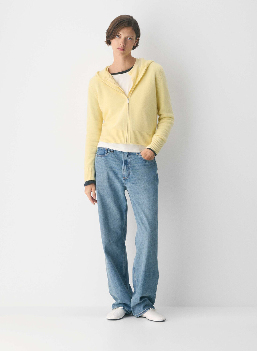 essential cashmere idyllic zip hoodie limonade