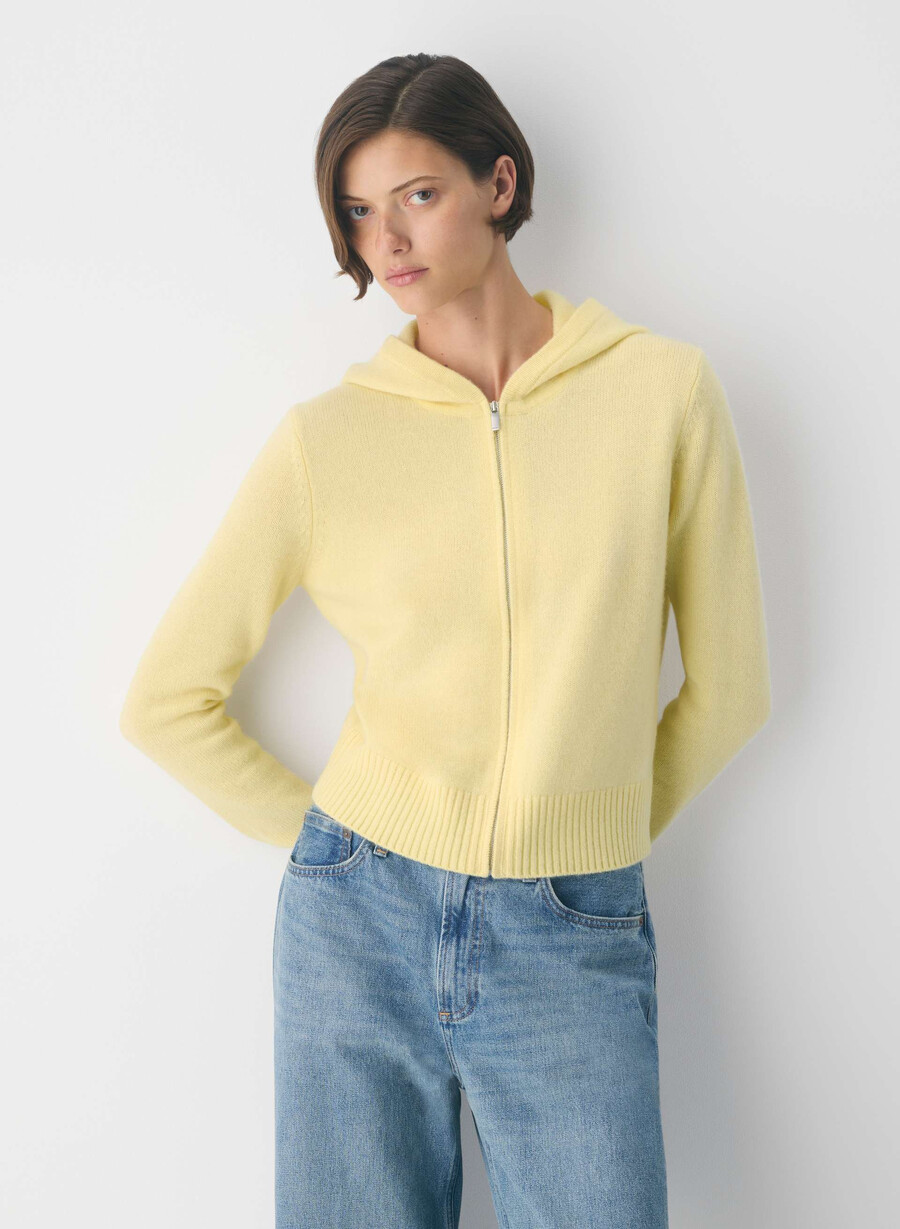 essential cashmere idyllic zip hoodie limonade