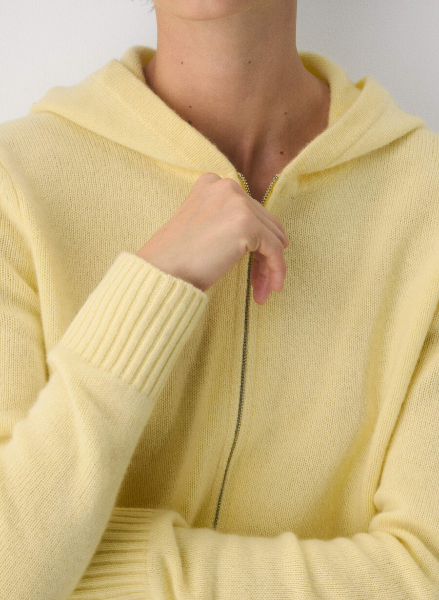 essential cashmere idyllic zip hoodie limonade