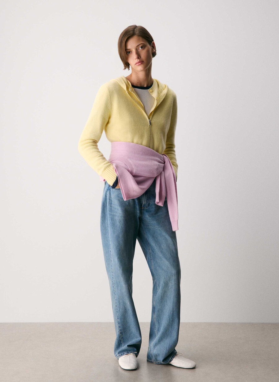 essential cashmere idyllic zip hoodie limonade