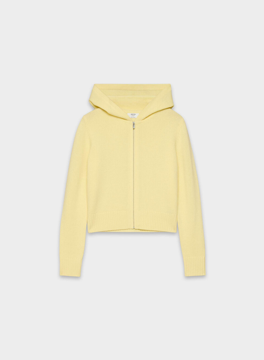 essential cashmere idyllic zip hoodie limonade
