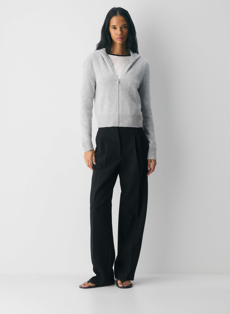 essential cashmere idyllic zip hoodie heather chrome