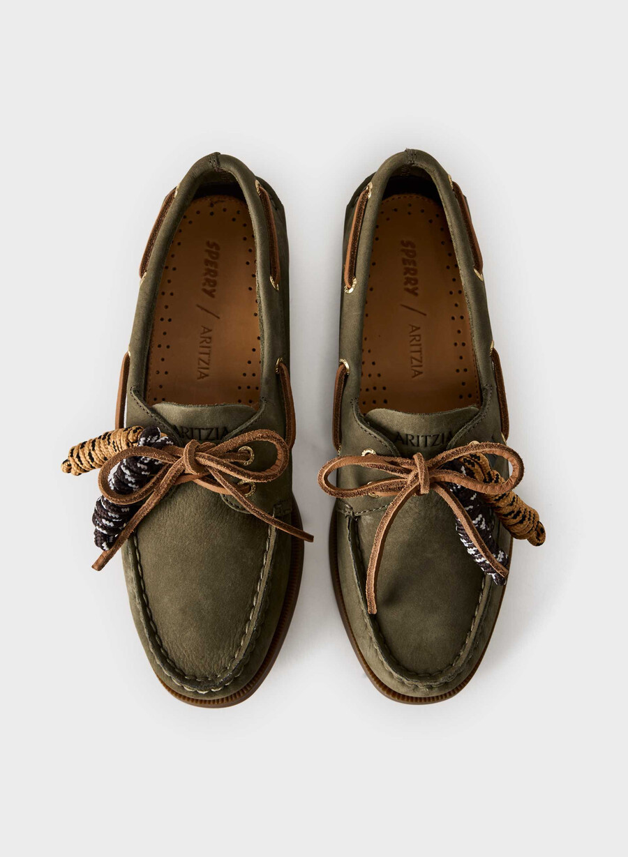 sperry x aritzia ao båtsko - nubukskinn dk willow green
