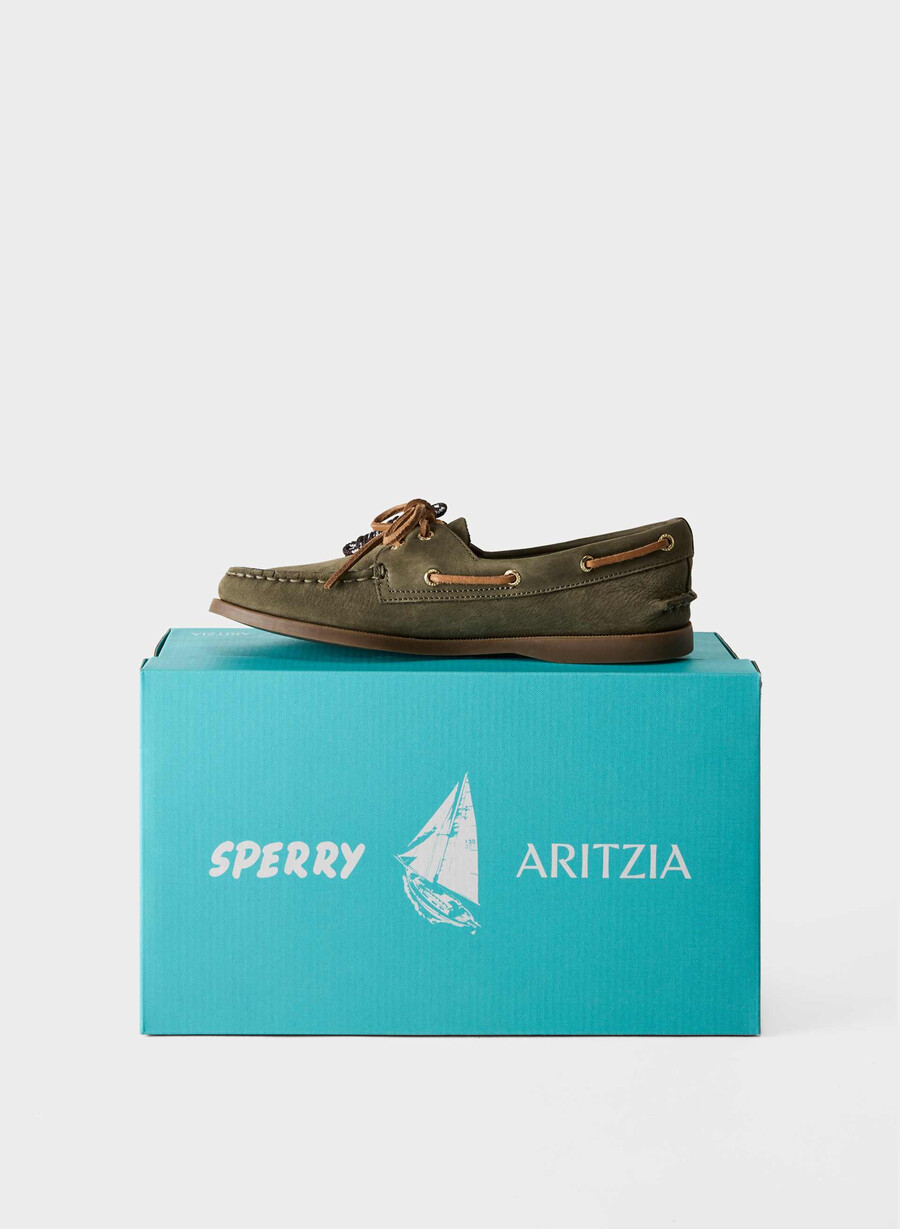 sperry x aritzia ao båtsko - nubukskinn dk willow green