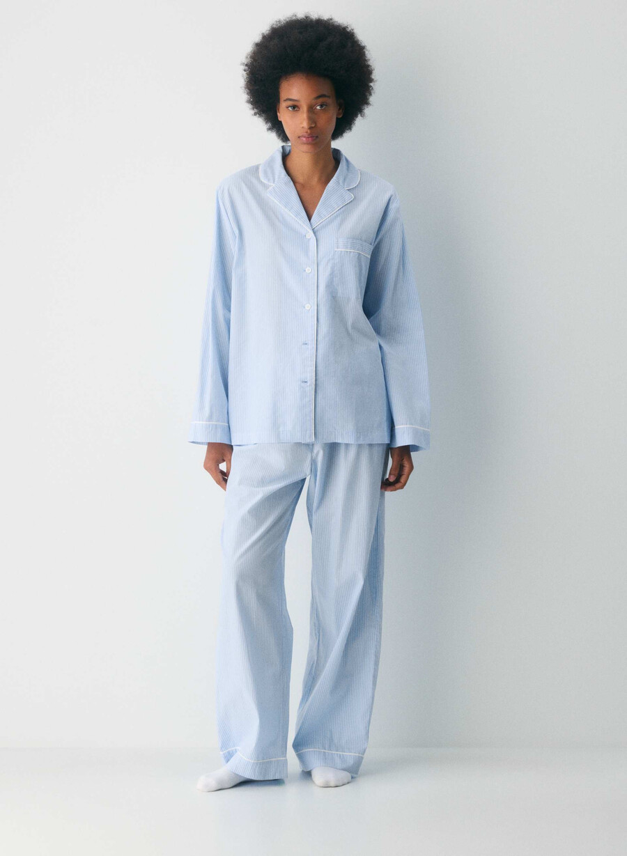 laze poplin pysjamasskjorte shlb stripe cr bbt