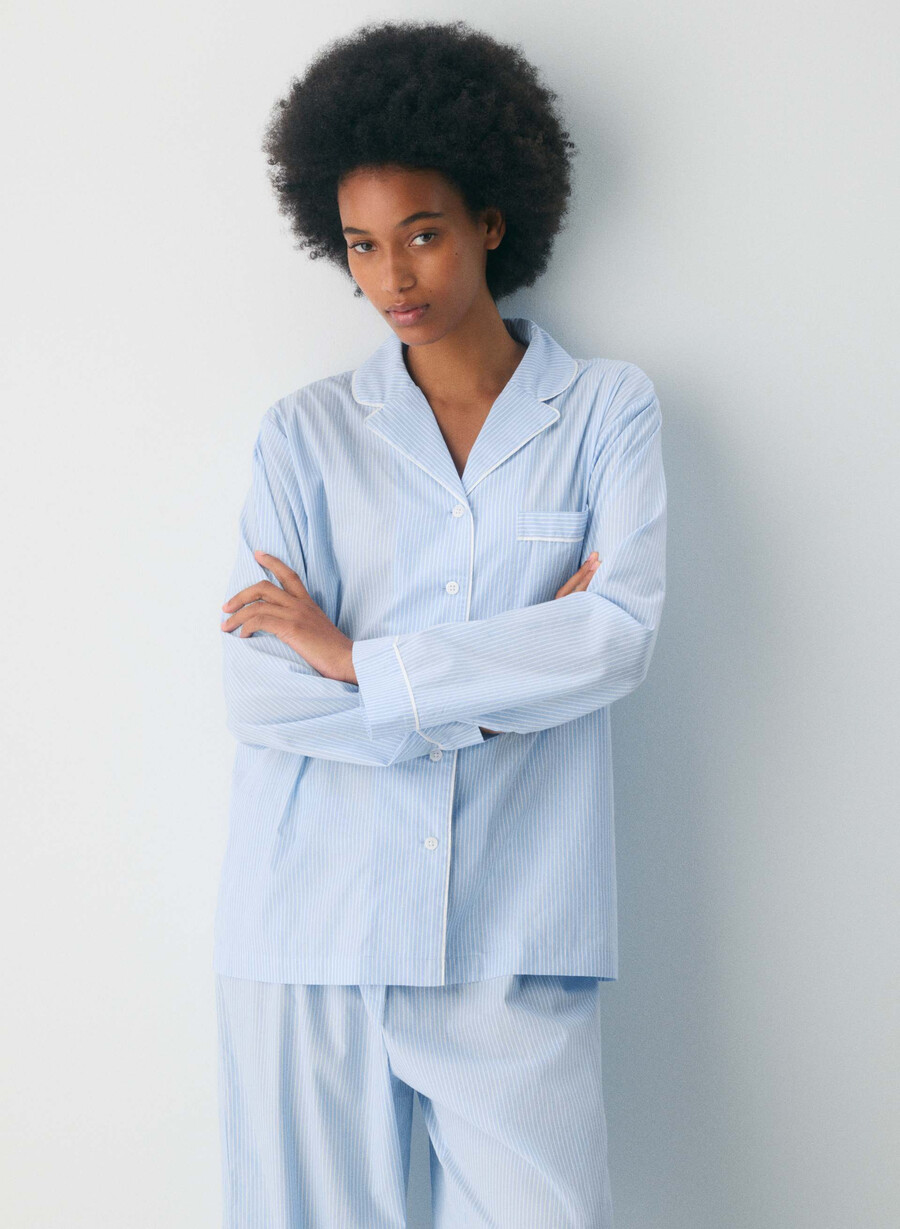laze poplin pysjamasskjorte shlb stripe cr bbt