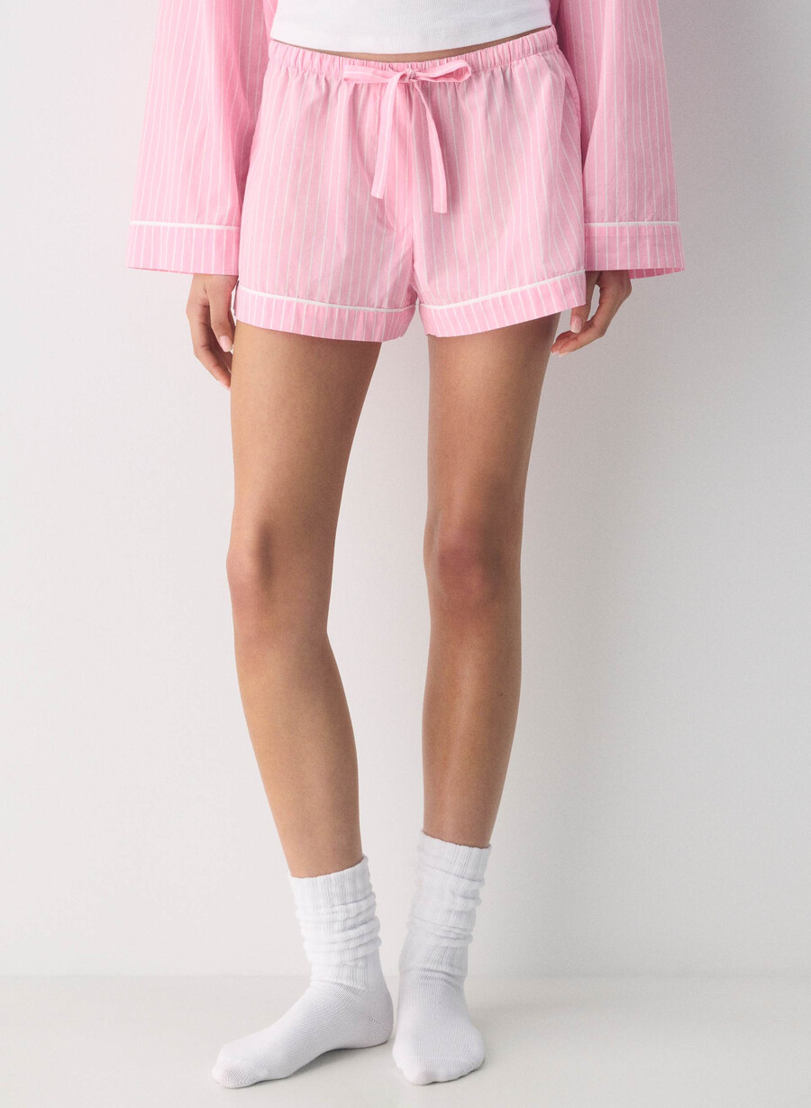 laze poplin-pysjamas short mtchl strpp jb pkb hvit